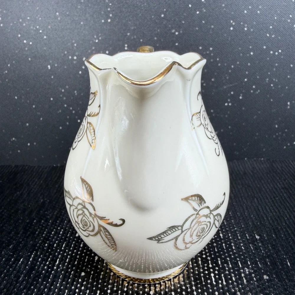 Bavaria Porcelain Sugar Bowl and Creamer Set Gold Rose Gilded Cream Vintage